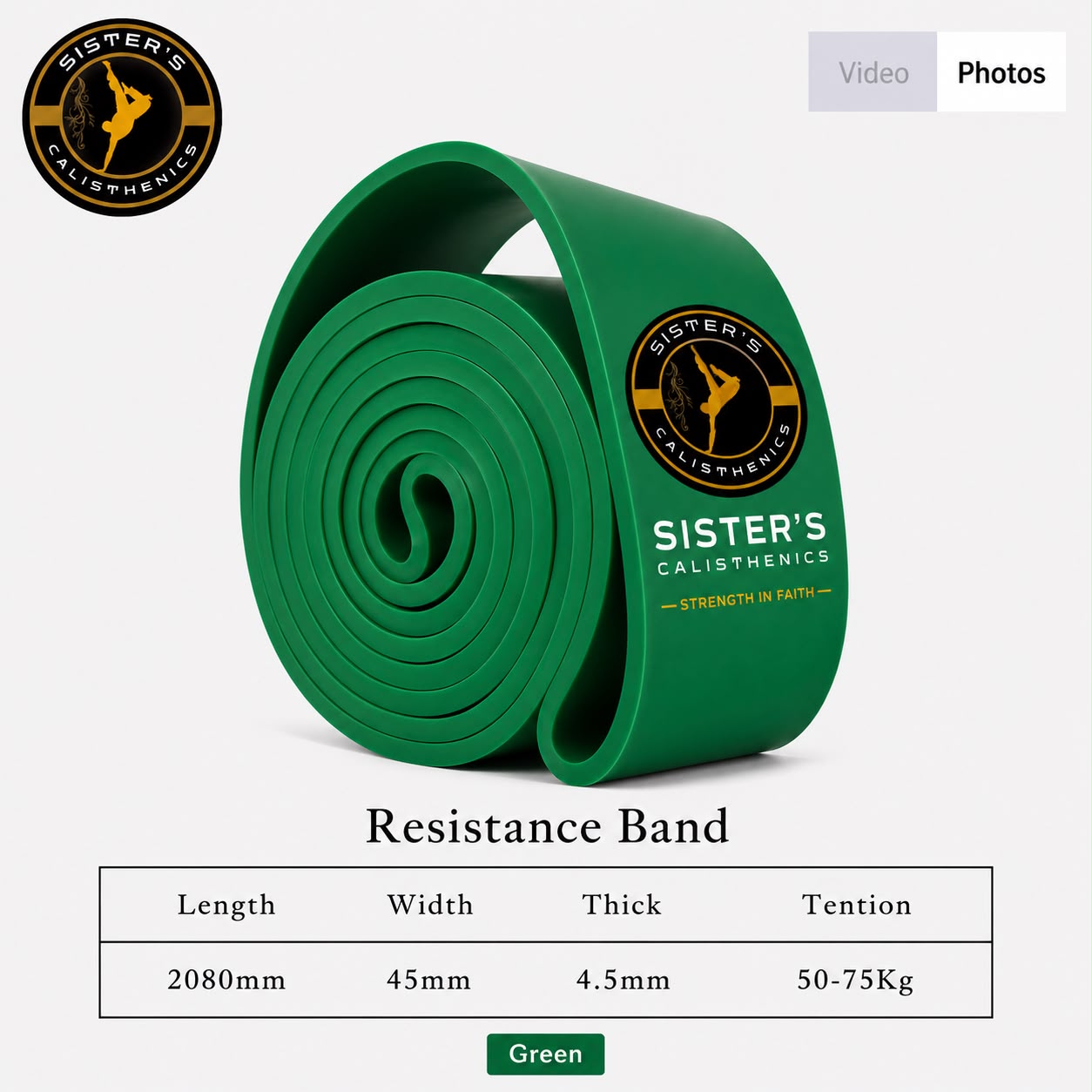 Heavy-Duty Resistance Band (Green) 50–75 kg